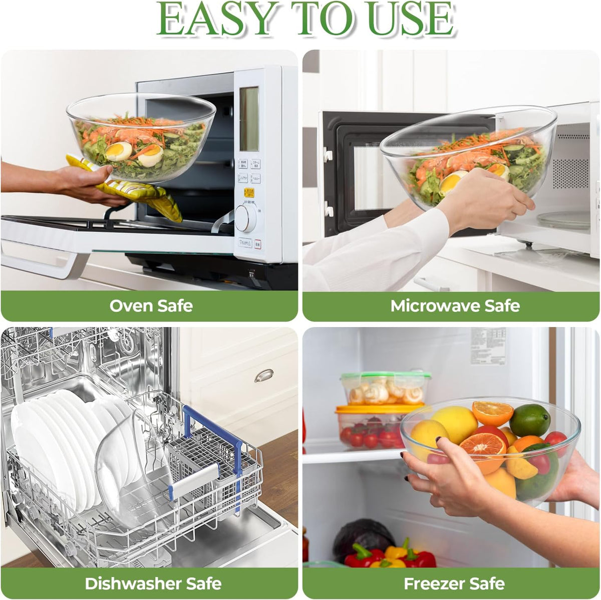 Glass Salad Bowl with Sealing Lid, 10.6Inch Large Trifle Bowl Glass Fruit Bowl, 4.7 Quart Large Capacity Serving Bowls for Salad, Pasta, Fruit, Dessert Display Cake, Microwave Safe