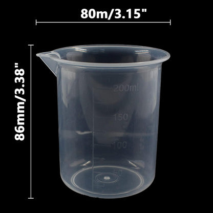 100ml/3.4oz Plastic Graduated Beaker (3 Pack), Transparent PP Measuring Cup Mixing Cup for Kitchen Lab