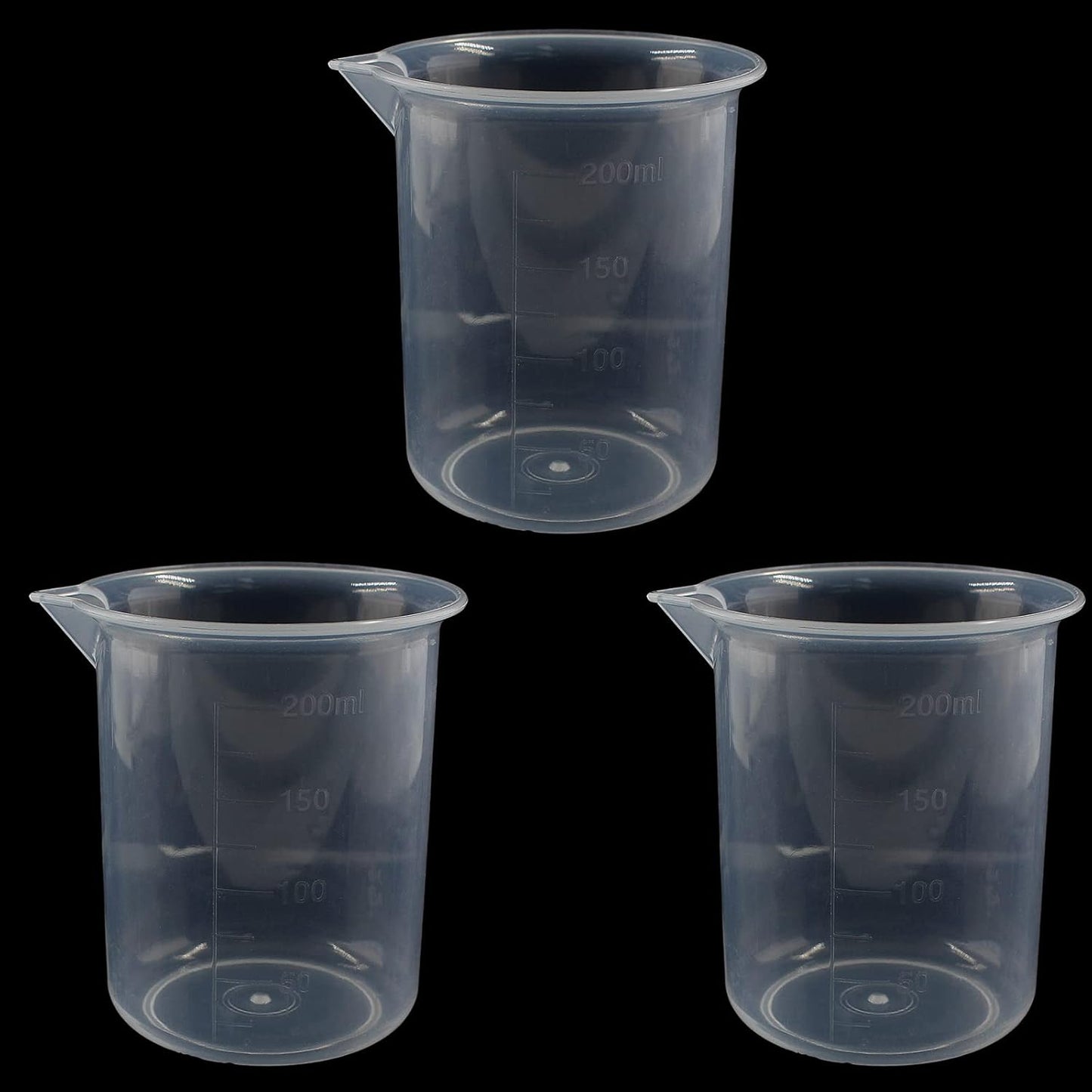 100ml/3.4oz Plastic Graduated Beaker (3 Pack), Transparent PP Measuring Cup Mixing Cup for Kitchen Lab