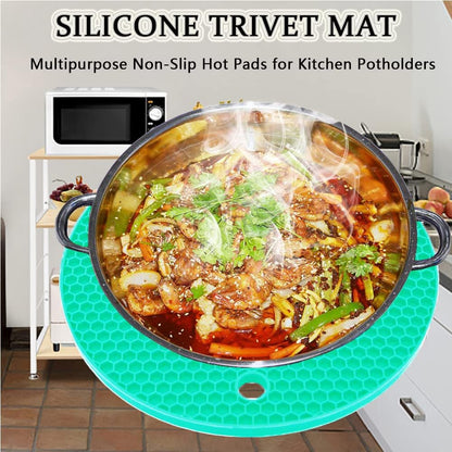 Silicone Trivet Pot Mat, Silicone Pot Holders for Hot Pan and Pot Pads. Heat Resistant Counter Mats for Tables Placemats,Countertops, Spoon Rest and Large Coasters,4 Pack Gray(2 Squared + 2 Round)
