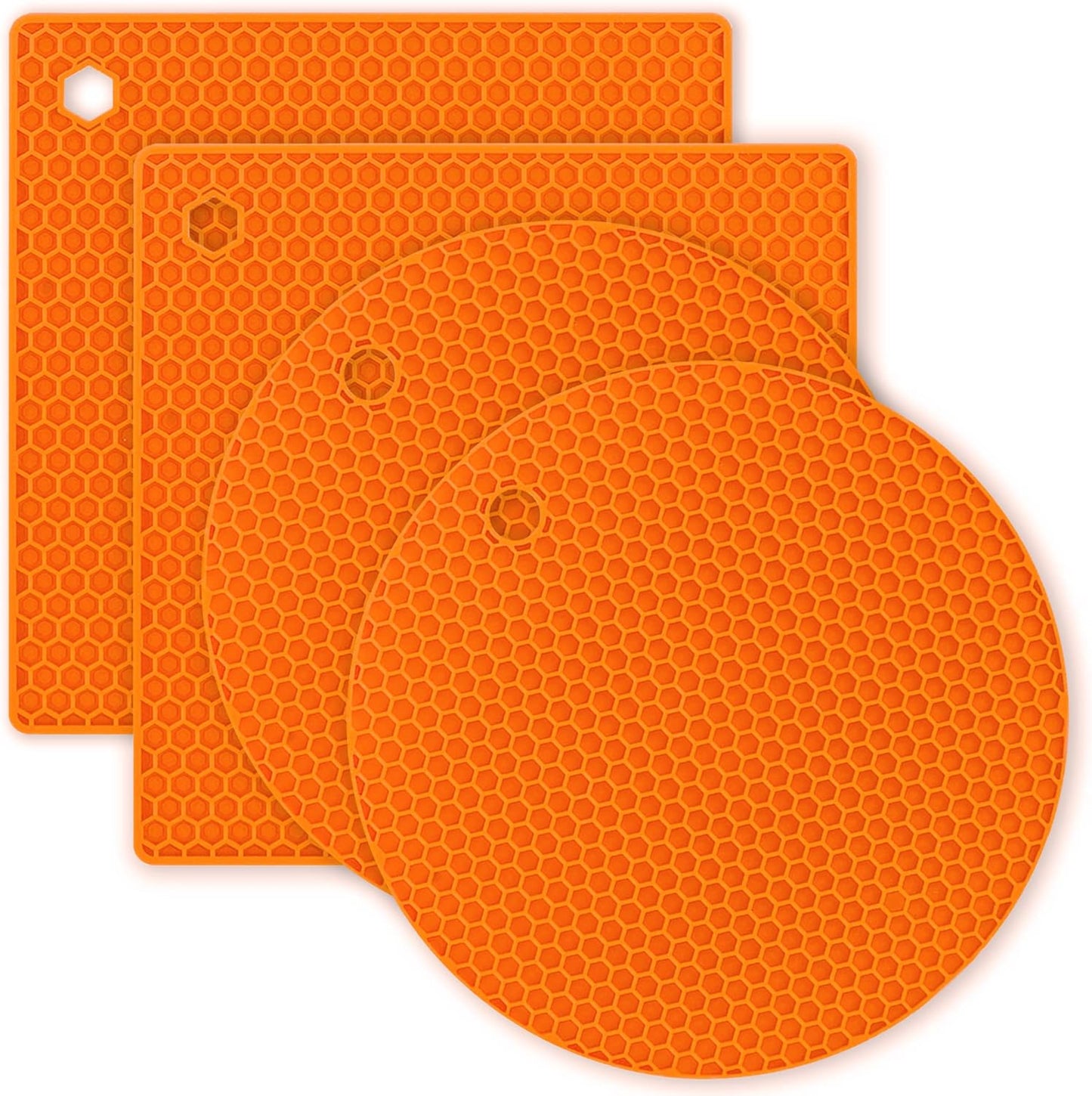 Silicone Trivet Pot Mat, Silicone Pot Holders for Hot Pan and Pot Pads. Heat Resistant Counter Mats for Tables Placemats,Countertops, Spoon Rest and Large Coasters,4 Pack Gray(2 Squared + 2 Round)