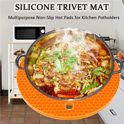 Silicone Trivet Pot Mat, Silicone Pot Holders for Hot Pan and Pot Pads. Heat Resistant Counter Mats for Tables Placemats,Countertops, Spoon Rest and Large Coasters,4 Pack Gray(2 Squared + 2 Round)