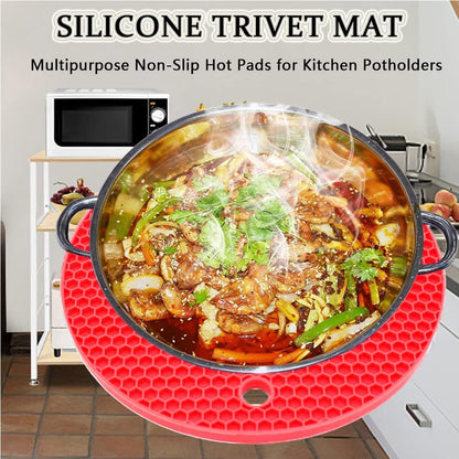 Silicone Trivet Pot Mat, Silicone Pot Holders for Hot Pan and Pot Pads. Heat Resistant Counter Mats for Tables Placemats,Countertops, Spoon Rest and Large Coasters,4 Pack Gray(2 Squared + 2 Round)
