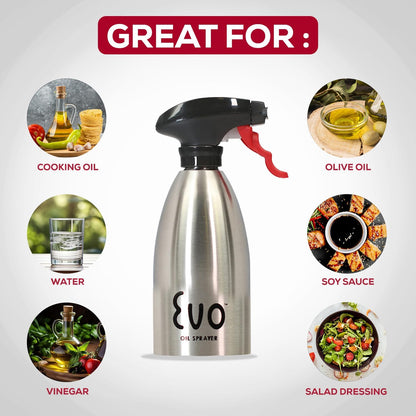 18/8 Stainless Steel, Non-Aerosol for Olive, Cooking Oils, and Vinegars, Silver, 16-Ounce Capacity