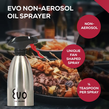 18/8 Stainless Steel, Non-Aerosol for Olive, Cooking Oils, and Vinegars, Silver, 16-Ounce Capacity