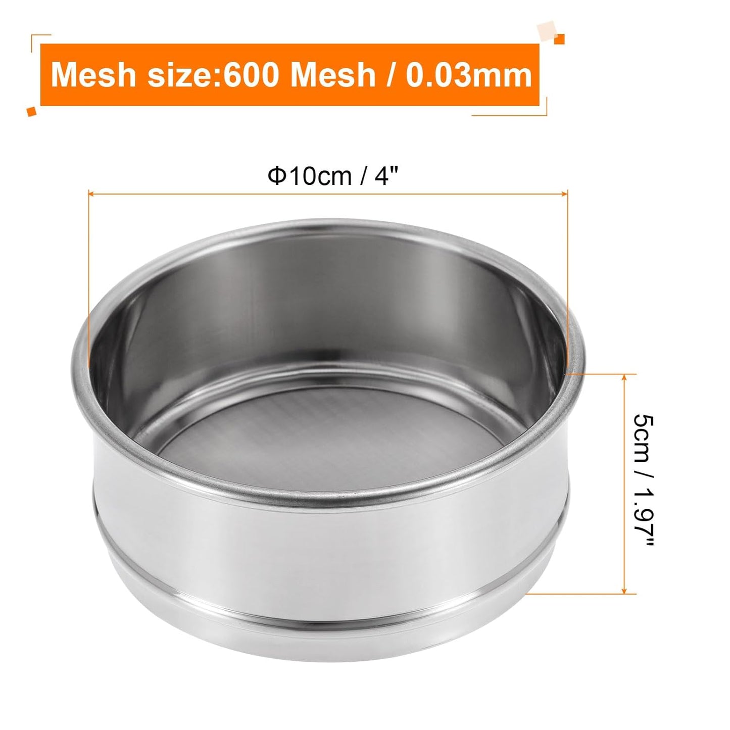 150 Mesh Lab Sieve, 4" Diameter Test Sieve 304 Stainless Steel Wire Cloth (0.1mm) for Industrial Laboratory - Colors B