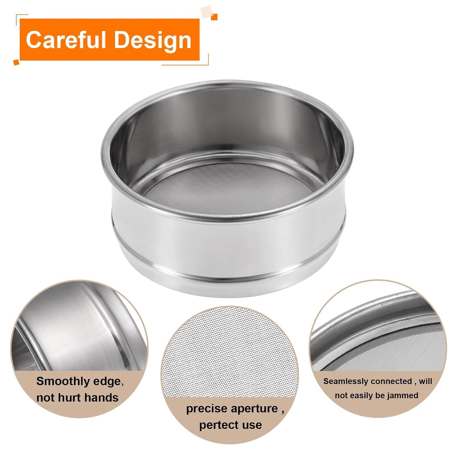 150 Mesh Lab Sieve, 4" Diameter Test Sieve 304 Stainless Steel Wire Cloth (0.1mm) for Industrial Laboratory - Colors B