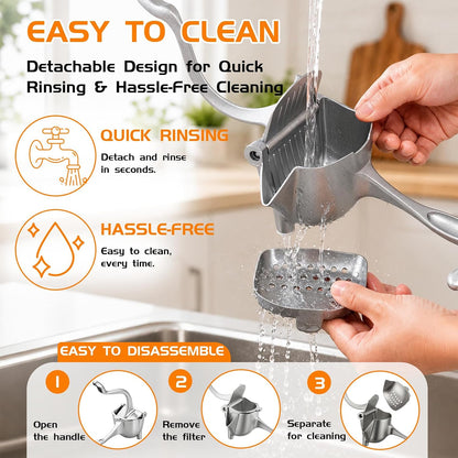 Heavy Duty Manual Juicer Hand Press, Whole Fruit Citrus Lemon Squeezer, Aluminum Fruit Press for Orange Lime Pomegranate, No Pre-Cutting for Home Commercial Bar Use