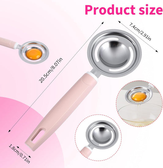 Egg Separators for Yolk, Pink Egg Separators Stainless Steel Kitchen Gadget, Long Handle Eggs Yoke Separator for Baking Cooking and Culinary Preparation