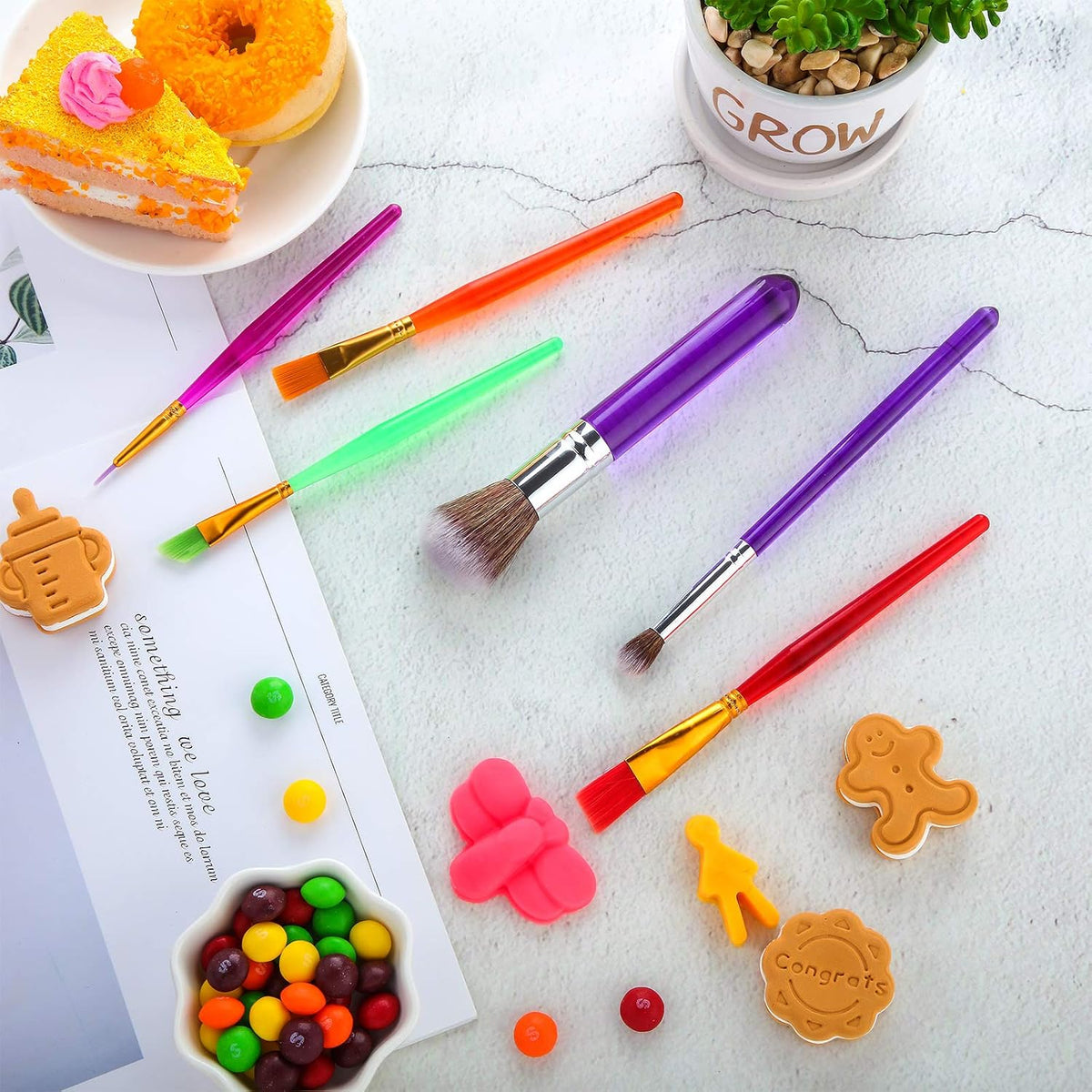 8 Pcs Cake Decorating Brushes Set Dry Brush Food Painting