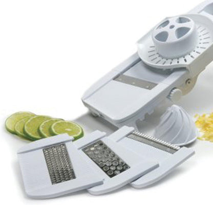 Deluxe Mandoline Slicer, Grater, Shredder, Julienne and Juicer w/ Safety Guard White