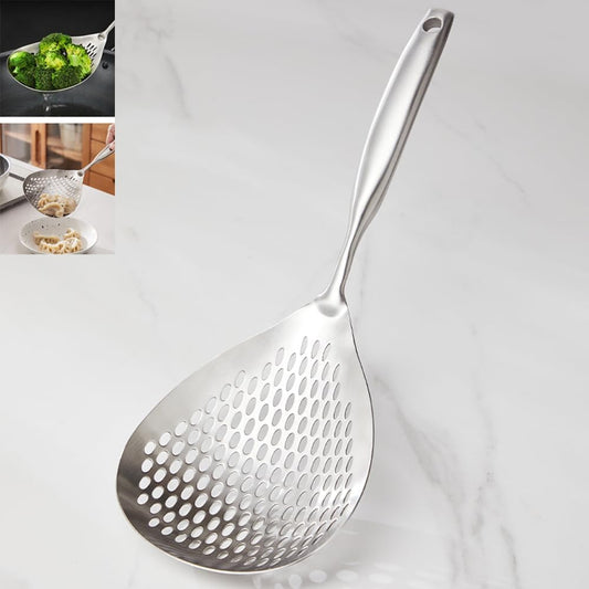 15 Inch Large Skimmer Slotted Spoon 304 Stainless Strainer Spoon | Kitchen Cooking Frying Draining Spoon Rustproof, Integral Forming, Durable, Ergonomic Handle, Dishwasher Safe