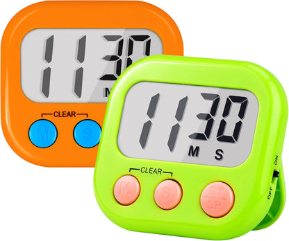 Timer for Kids Digital Kitchen Timers for Cooking- 2 Pack Blue Green