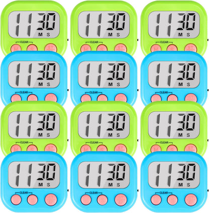 Timer for Kids Digital Kitchen Timers for Cooking- 2 Pack Blue Green
