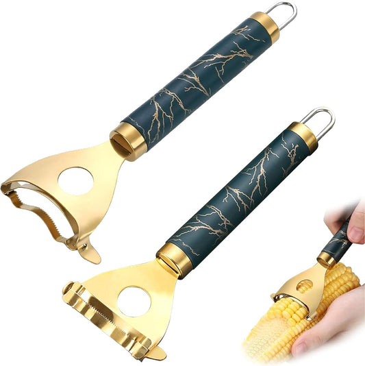 2pc Stainless Steel Corn Peeler & Stripper Tool for Corn on the Cob - Kitchen Gadgets 2026 - Effortless Corn Shucker, Cob Gobbler, Easy Storage