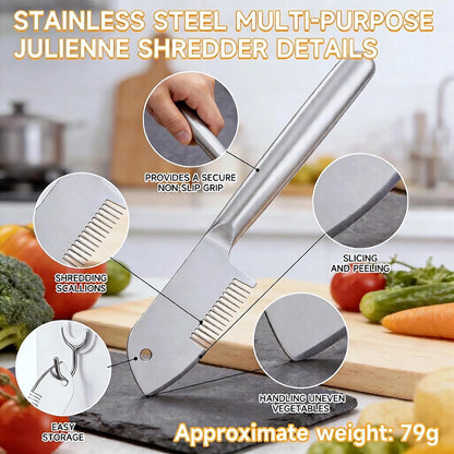 Stainless Steel Scallion Cutter, 2-in-1 Julienne Shredder | Precision julienne blade, ergonomic handle, scallion & green onion shredder, hanging hole