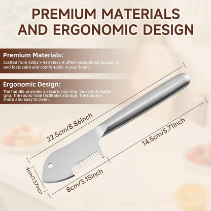 Stainless Steel Scallion Cutter, 2-in-1 Julienne Shredder | Precision julienne blade, ergonomic handle, scallion & green onion shredder, hanging hole