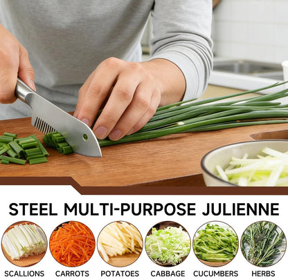 Stainless Steel Scallion Cutter, 2-in-1 Julienne Shredder | Precision julienne blade, ergonomic handle, scallion & green onion shredder, hanging hole
