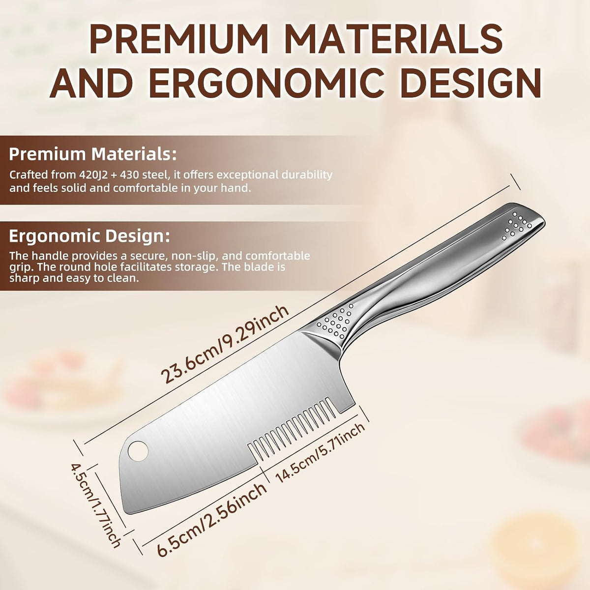 Stainless Steel Scallion Cutter, 2-in-1 Julienne Shredder | Precision julienne blade, ergonomic handle, scallion & green onion shredder, hanging hole