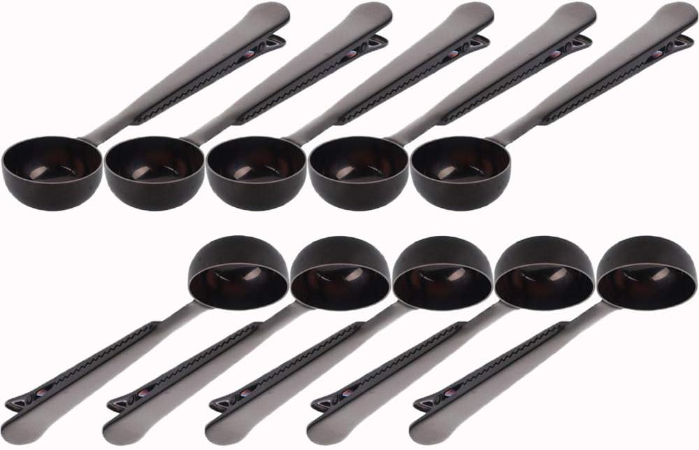 3-PC Coffee Scoop & Clip, 2-in-1 Stainless Steel 1-Tbsp Spoon