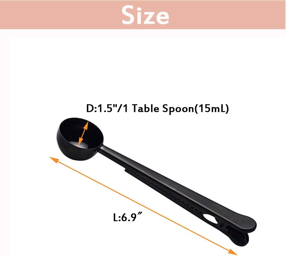 3-PC Coffee Scoop & Clip, 2-in-1 Stainless Steel 1-Tbsp Spoon