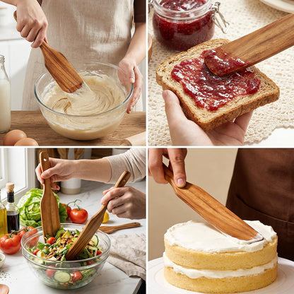 3 Pack Skinny Wooden Spurtle Set for Sourdough Starter Kit Accessories