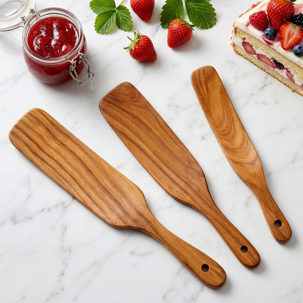 3 Pack Skinny Wooden Spurtle Set for Sourdough Starter Kit Accessories
