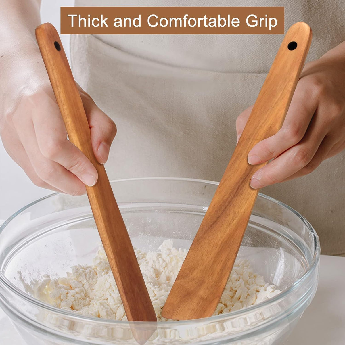 3 Pack Skinny Wooden Spurtle Set for Sourdough Starter Kit Accessories