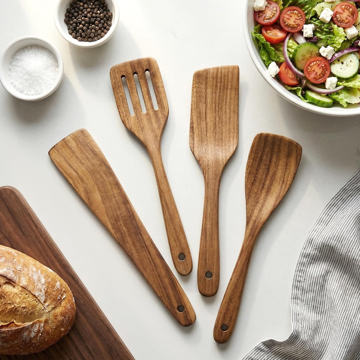 3 Pack Skinny Wooden Spurtle Set for Sourdough Starter Kit Accessories