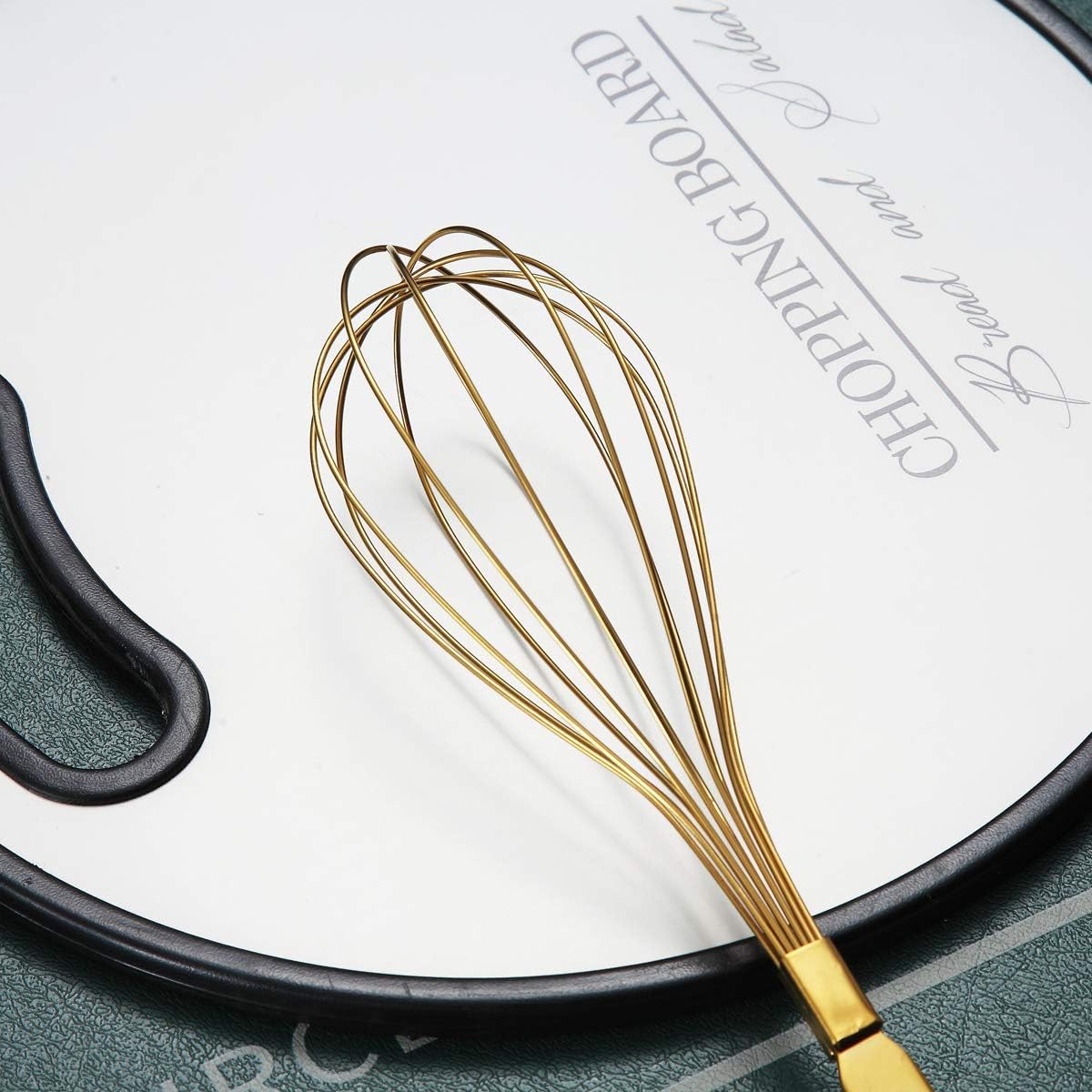Gold Whisk, Whisk For Cooking With Titanium Gold Plating, Stainless Steel Balloon Whisk, Sturdy Kitchen Wire Whisk Set for Cooking, Baking, Blending, Beating, Dishwasher Safe, Easy to Clean