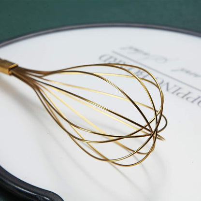 Gold Whisk, Whisk For Cooking With Titanium Gold Plating, Stainless Steel Balloon Whisk, Sturdy Kitchen Wire Whisk Set for Cooking, Baking, Blending, Beating, Dishwasher Safe, Easy to Clean