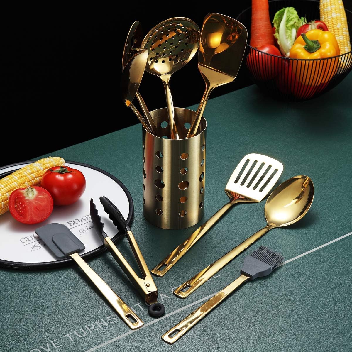Gold Whisk, Whisk For Cooking With Titanium Gold Plating, Stainless Steel Balloon Whisk, Sturdy Kitchen Wire Whisk Set for Cooking, Baking, Blending, Beating, Dishwasher Safe, Easy to Clean