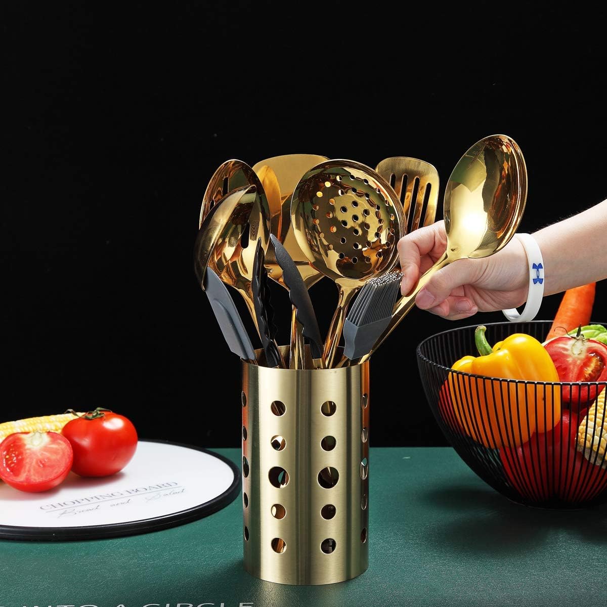 Gold Whisk, Whisk For Cooking With Titanium Gold Plating, Stainless Steel Balloon Whisk, Sturdy Kitchen Wire Whisk Set for Cooking, Baking, Blending, Beating, Dishwasher Safe, Easy to Clean