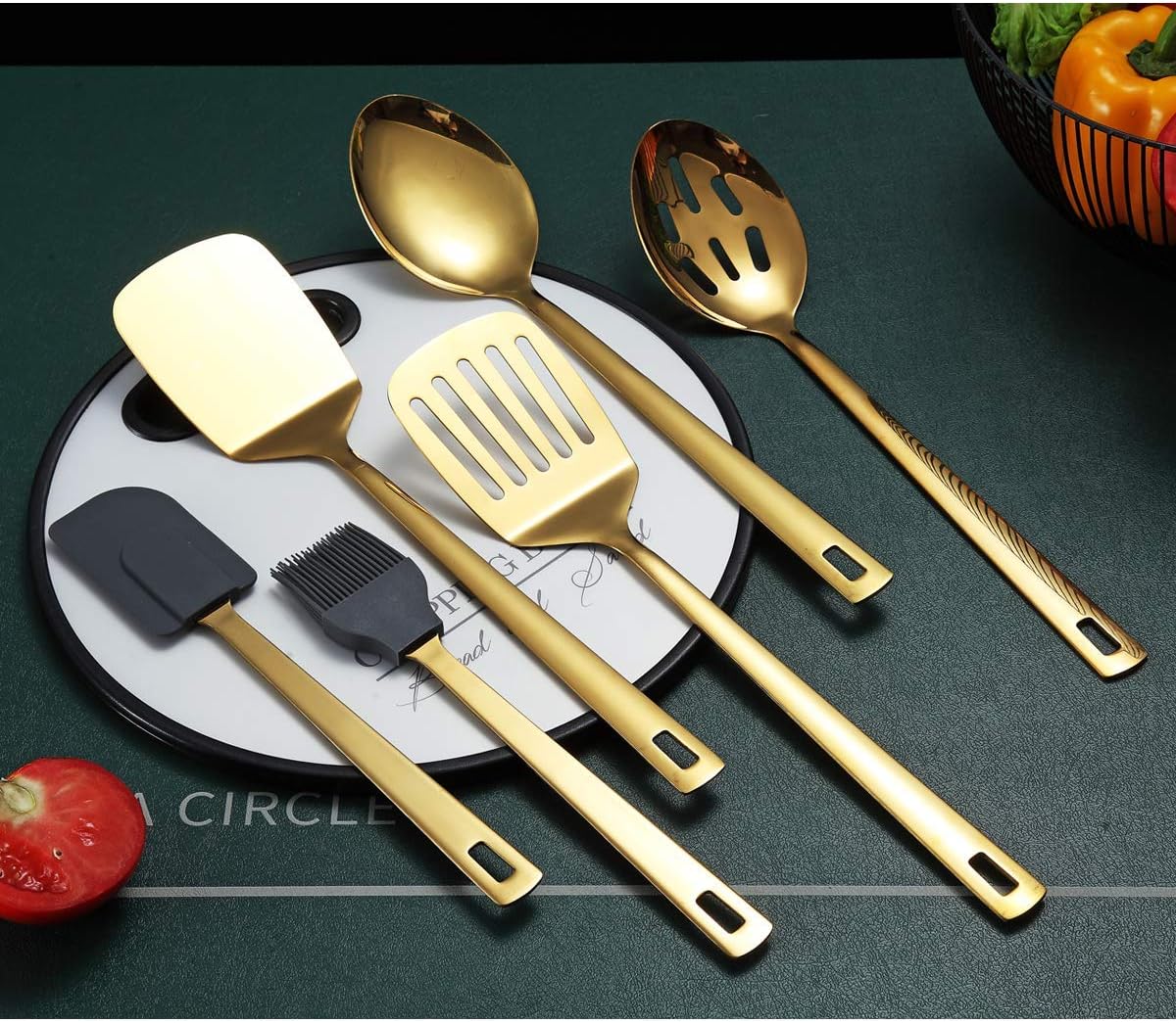 Gold Whisk, Whisk For Cooking With Titanium Gold Plating, Stainless Steel Balloon Whisk, Sturdy Kitchen Wire Whisk Set for Cooking, Baking, Blending, Beating, Dishwasher Safe, Easy to Clean