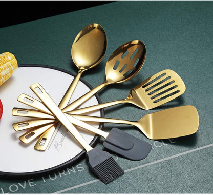 Gold Whisk, Whisk For Cooking With Titanium Gold Plating, Stainless Steel Balloon Whisk, Sturdy Kitchen Wire Whisk Set for Cooking, Baking, Blending, Beating, Dishwasher Safe, Easy to Clean