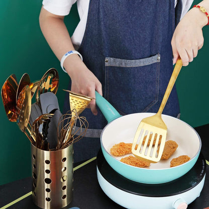Gold Whisk, Whisk For Cooking With Titanium Gold Plating, Stainless Steel Balloon Whisk, Sturdy Kitchen Wire Whisk Set for Cooking, Baking, Blending, Beating, Dishwasher Safe, Easy to Clean