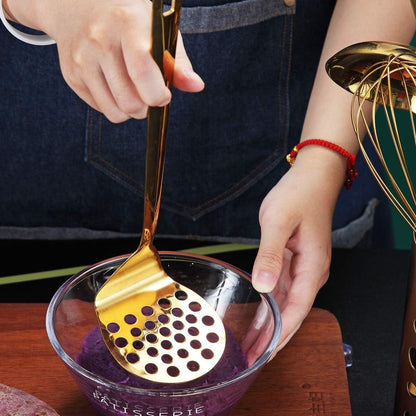 Gold Whisk, Whisk For Cooking With Titanium Gold Plating, Stainless Steel Balloon Whisk, Sturdy Kitchen Wire Whisk Set for Cooking, Baking, Blending, Beating, Dishwasher Safe, Easy to Clean