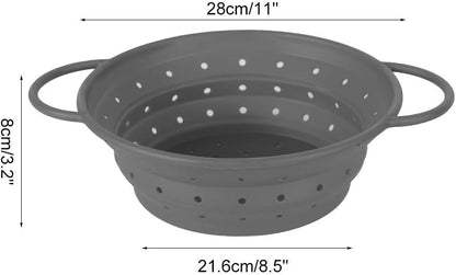 Collapsible Colander Strainer,Foldable Silicone Draining Basket Fast Draining with Carrying Handle for Kitchen Fruits Vegetables