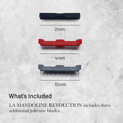 LA MANDOLINE REVOLUTION - Removable, Double-Sided Stainless Steel Blade - Ideal for Cutting, Shredding, Dicing & Cubing - Includes Three Julienne Blades - Made in France