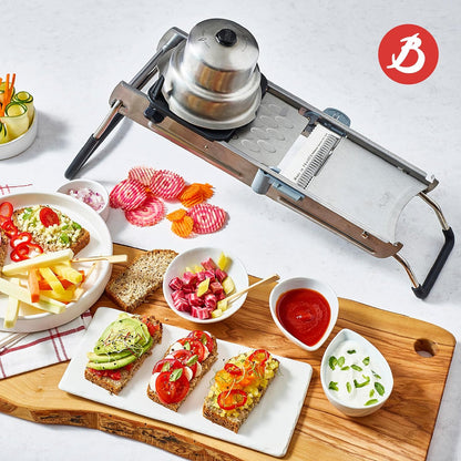 LA MANDOLINE REVOLUTION - Removable, Double-Sided Stainless Steel Blade - Ideal for Cutting, Shredding, Dicing & Cubing - Includes Three Julienne Blades - Made in France