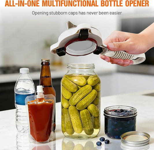 Multifunctional Retractable Bottle Opener, Jar Opener Bottle Opener | for Seniors with Arthritis, 4 in 1 Magnetic Stainless Steel Can Opener for Opening Jars Beer Lid Kitchen Gadgets Tool