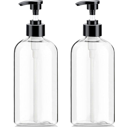 Empty Plastic Pump Bottles Dispenser 16oz/500ml Portable Clear BPA-Free Cylinder Shampoo Lotion Hand Pump Bottle Durable Refillable Containers