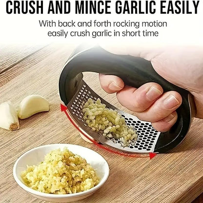 Garlic Press Rocker Stainless Steel – Upgraded Heavy Duty Garlic Crusher & Mincer, Ergonomic Non-Slip Handle, No-Peel Garlic Chopper, Easy Clean Dishwasher Safe Kitchen Tool