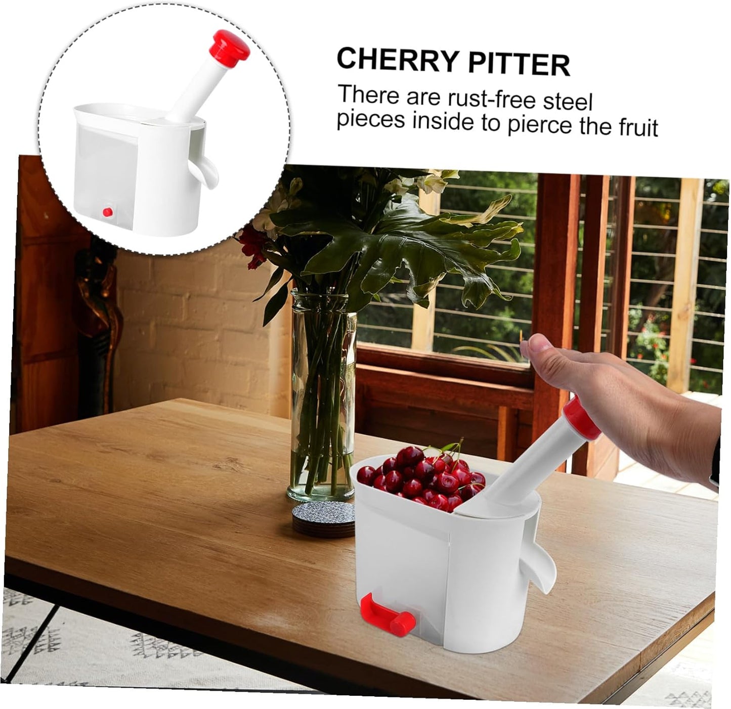 Cherry Pitter Tool with Easy Squeeze Grip and Removable Container Multifunctional Fruit and Vegetable Core Remover for Kitchen Use 10.62X6.29X3.93 Inch