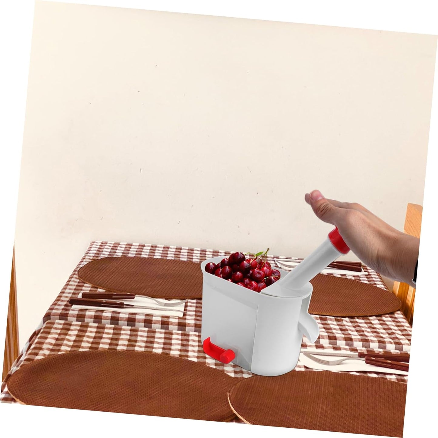 Cherry Pitter Tool with Easy Squeeze Grip and Removable Container Multifunctional Fruit and Vegetable Core Remover for Kitchen Use 10.62X6.29X3.93 Inch