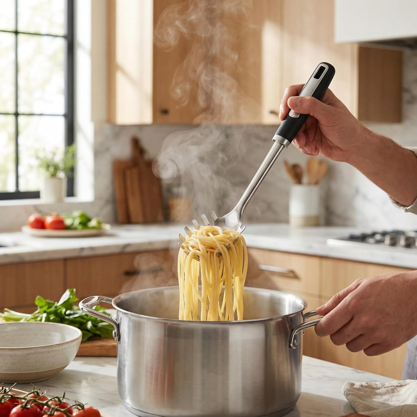 Stainless Steel Ladle and Pasta Server Set | Food-Grade Thickened Metal Soup Ladle & Spaghetti Spoon, Durable Cooking Utensils for Pasta, Soup & Everyday Kitchen Use