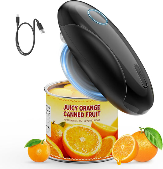 Electric Can Opener, Fast One-Touch Automatic Rechargeable Can Opener for Smooth Edge Safe Fast Opening, Fits All Cans, Hands-Free Operation, Gift Ideal for Seniors Arthritis Kitchen Gadget