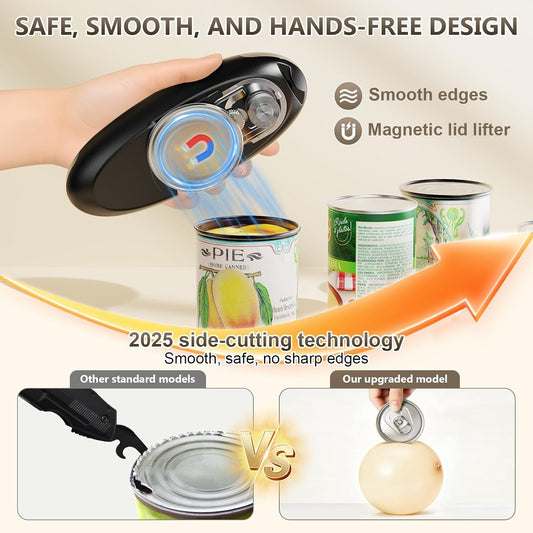 Electric Can Opener, Fast One-Touch Automatic Rechargeable Can Opener for Smooth Edge Safe Fast Opening, Fits All Cans, Hands-Free Operation, Gift Ideal for Seniors Arthritis Kitchen Gadget