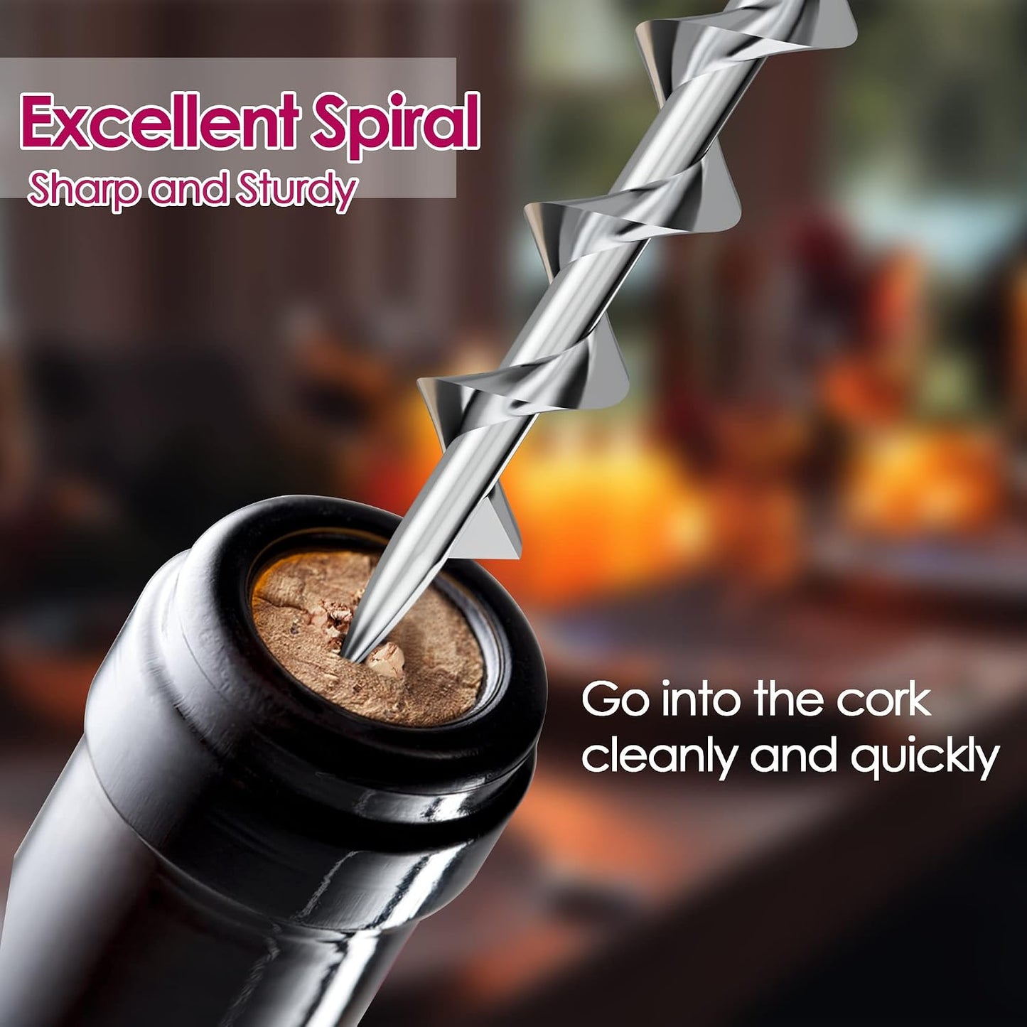 Wine Bottle Opener, Solid Zinc Alloy Corkscrew, Effortless Cork Removal | Heavy Duty Zinc Alloy Body, Upgraded Precise Sharp-Edged Screw, Ergonomic Wing Handle with Non-Slip Grip