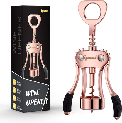 Wine Bottle Opener, Solid Zinc Alloy Corkscrew, Effortless Cork Removal | Heavy Duty Zinc Alloy Body, Upgraded Precise Sharp-Edged Screw, Ergonomic Wing Handle with Non-Slip Grip